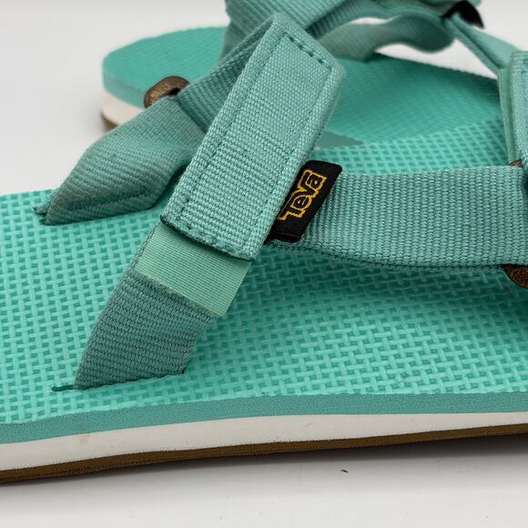TEVA Original Universe Aqua Teal Slip On Sandals Women’s Size 9 Strappy - Picture 7 of 11